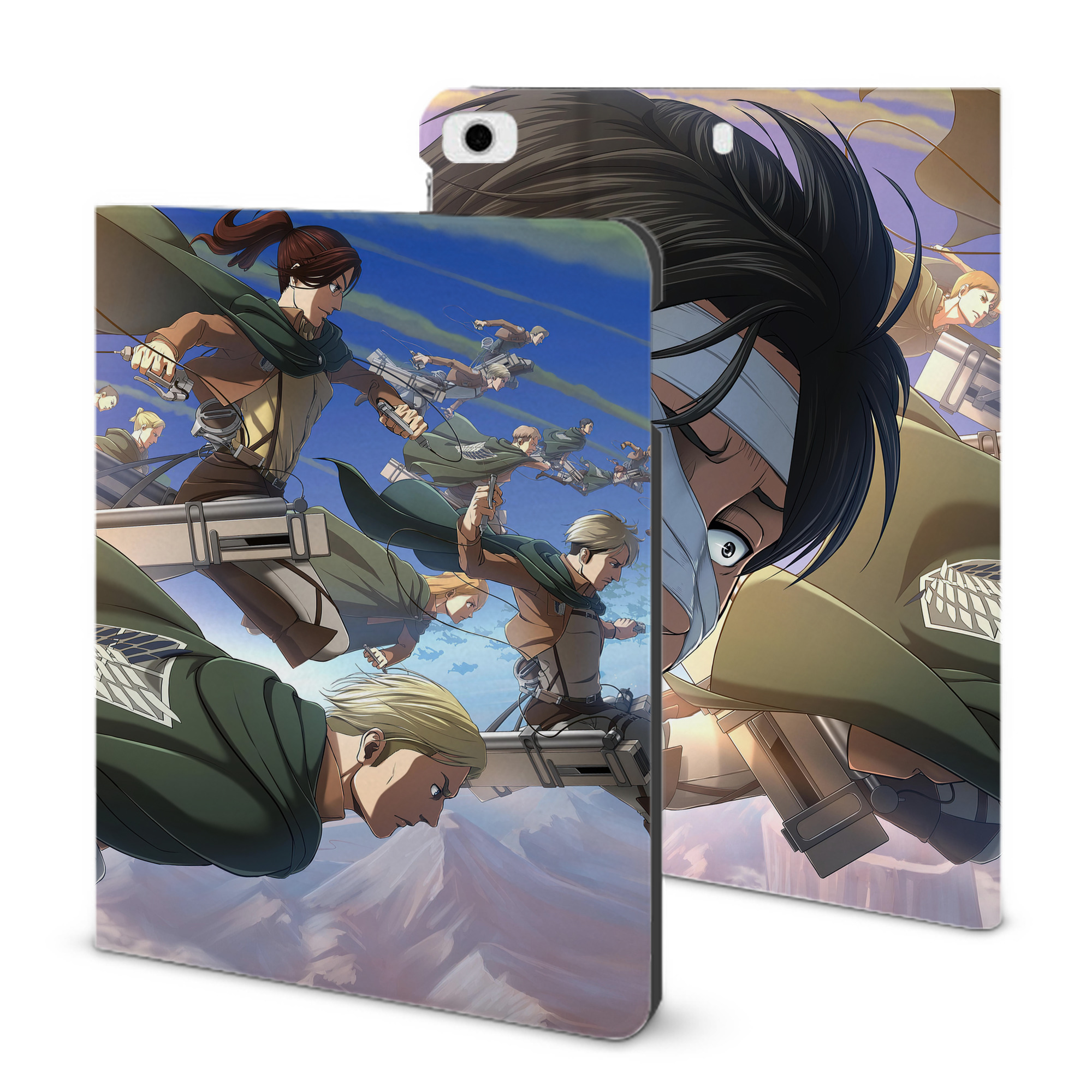 （画像用） 進撃の巨人 Attack on Titan IPad ケース ブック型 PUレザー TPU 耐衝撃 軽量 薄型 ペン収納なし 全面保護 IPad 各モデル対応
